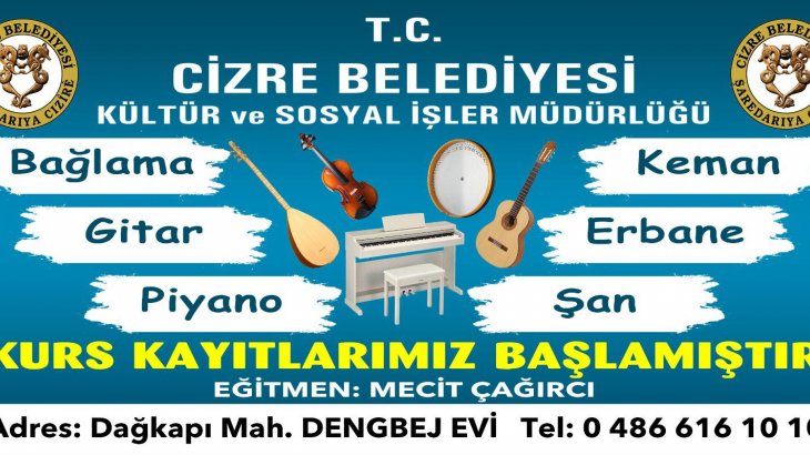 Gitar, Bağlama, Keman, Erbane, Şan ve Piyano Kurslarımız Başlamıştır