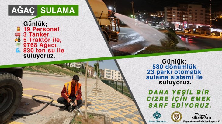  Günlük 830 Ton Su Kullanarak Parklara Bakıyoruz.